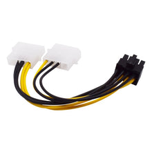 Load image into Gallery viewer, 18cm Y Shape 8 Pin PCI Express to Dual 4 Pin Molex Graphics Card Power Cable, 8 Pin Female to Dual 4 Pin Male