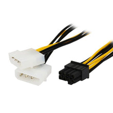 Load image into Gallery viewer, 18cm Y Shape 8 Pin PCI Express to Dual 4 Pin Molex Graphics Card Power Cable, 8 Pin Female to Dual 4 Pin Male