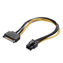 Load image into Gallery viewer, 20cm SATA 15 Pin to 6 Pin PCI Express Graphics Video Card Sata Power Cable, SATA 15 Pin to 6 Pin Female