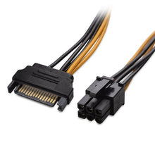 Load image into Gallery viewer, 20cm SATA 15 Pin to 6 Pin PCI Express Graphics Video Card Sata Power Cable, SATA 15 Pin to 6 Pin Female