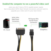 Load image into Gallery viewer, 20cm SATA 15 Pin to 6 Pin PCI Express Graphics Video Card Sata Power Cable, SATA 15 Pin to 6 Pin Female