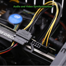 Load image into Gallery viewer, 20cm SATA 15 Pin to 6 Pin PCI Express Graphics Video Card Sata Power Cable, SATA 15 Pin to 6 Pin Female