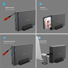 Load image into Gallery viewer, ORICO 7688U3 Vertical Aluminum External Hard Drive Enclosure Storage Case Hard Drive Dock for 3.5 inch SATA HDD