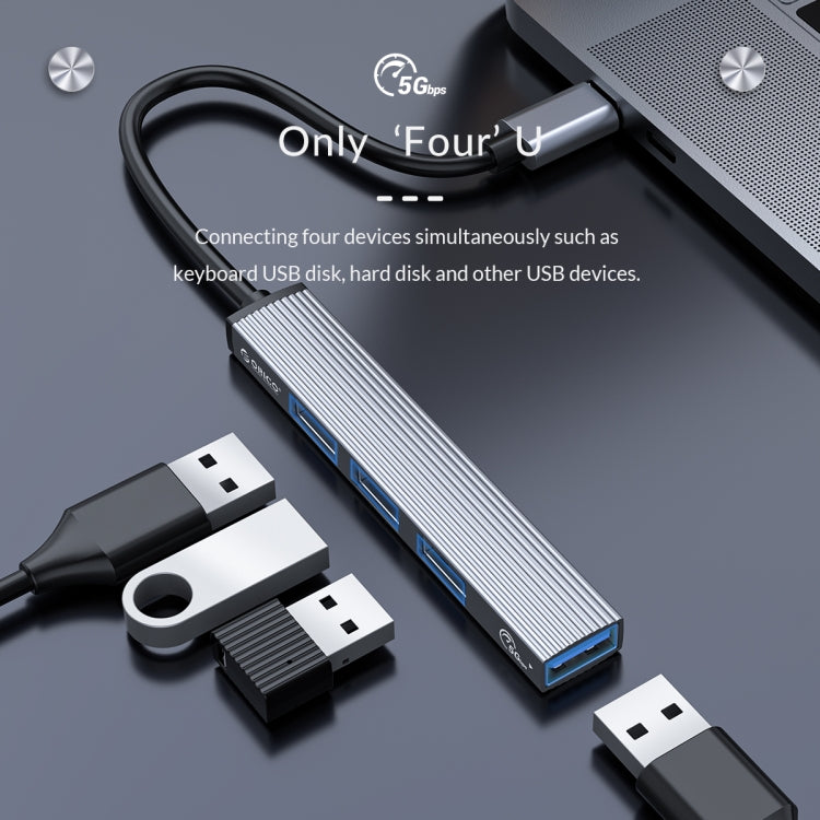 ORICO-AH-13-GY-BP USB 3.0 x 1 + USB 2.0 x 3 to USB-C / Type-C HUB Adapter, AH-13