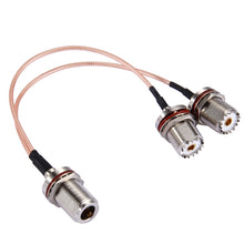 Load image into Gallery viewer, 20cm N Female with Waterproof Ring to 2 x UHF Female with Waterproof Ring RG316 Cable, 20cm N Female to 2xUHF Female