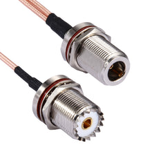 Load image into Gallery viewer, 20cm N Female with Waterproof Ring to 2 x UHF Female with Waterproof Ring RG316 Cable, 20cm N Female to 2xUHF Female