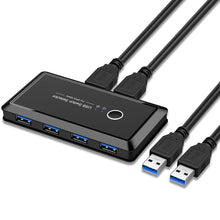 Load image into Gallery viewer, UK204V Drive-free USB 3.0 Switch Selector 2 USB Ports Sharing 4 USB Ports Switcher Adapter for Mouse, Keyboard, Printer