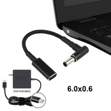 Load image into Gallery viewer, PD 100W 18.5-20V 6.0 x 0.6mm Elbow to USB-C / Type-C Adapter Nylon Braid Cable, 6.0 x 0.6mm