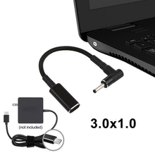 Load image into Gallery viewer, PD 100W 18.5-20V 3.0 x 1.0mm Elbow to USB-C / Type-C Adapter Nylon Braid Cable, 3.0 x 1.0mm