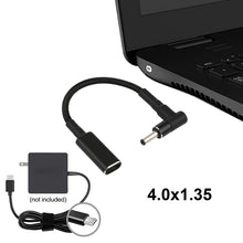 Load image into Gallery viewer, PD 100W 18.5-20V 4.0 x 1.35mm Elbow to USB-C / Type-C Adapter Nylon Braid Cable, 4.0 x 1.35mm