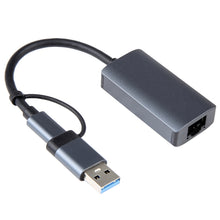 Load image into Gallery viewer, BYL-2207TU 2 in 1 USB + Type-C to RJ45 Docking Station HUB Adapter, BYL-2207TU