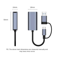 Load image into Gallery viewer, BYL-2207TU 2 in 1 USB + Type-C to RJ45 Docking Station HUB Adapter, BYL-2207TU