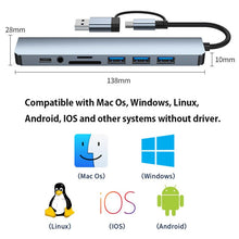Load image into Gallery viewer, BYL-2218TU 8 in 1 USB + USB-C / Type-C to USB Multifunctional Docking Station HUB Adapter, BYL-2218TU
