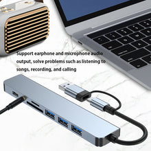 Load image into Gallery viewer, BYL-2218TU 8 in 1 USB + USB-C / Type-C to USB Multifunctional Docking Station HUB Adapter, BYL-2218TU