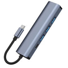 Load image into Gallery viewer, BYL-2302 5 in 1 USB-C / Type-C to USB Multifunctional Docking Station HUB Adapter with 1000M Network Port, BYL-2302