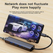 Load image into Gallery viewer, BYL-2302 5 in 1 USB-C / Type-C to USB Multifunctional Docking Station HUB Adapter with 1000M Network Port, BYL-2302