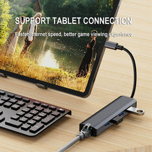 Load image into Gallery viewer, BYL-2302 5 in 1 USB-C / Type-C to USB Multifunctional Docking Station HUB Adapter with 1000M Network Port, BYL-2302