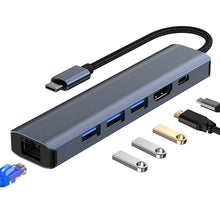 Load image into Gallery viewer, BYL-2210 6 in 1 USB-C / Type-C to USB Multifunctional Docking Station HUB Adapter with 1000M Network Port, BYL-2210