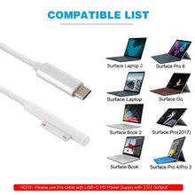 Load image into Gallery viewer, Surface Pro 7 / 6 / 5 to USB-C / Type-C Male Interfaces Power Adapter Charger Cable for Microsoft Surface Pro 7 / 6 / 5 / 4 / 3 / Microsoft Surface Go, Type-C to Microsoft Surface