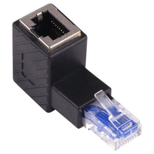 Load image into Gallery viewer, RJ45 Male to Female Converter 90 Degrees Extension Adapter for Cat5 Cat6 LAN Ethernet Network Cable, 90 Degrees Up