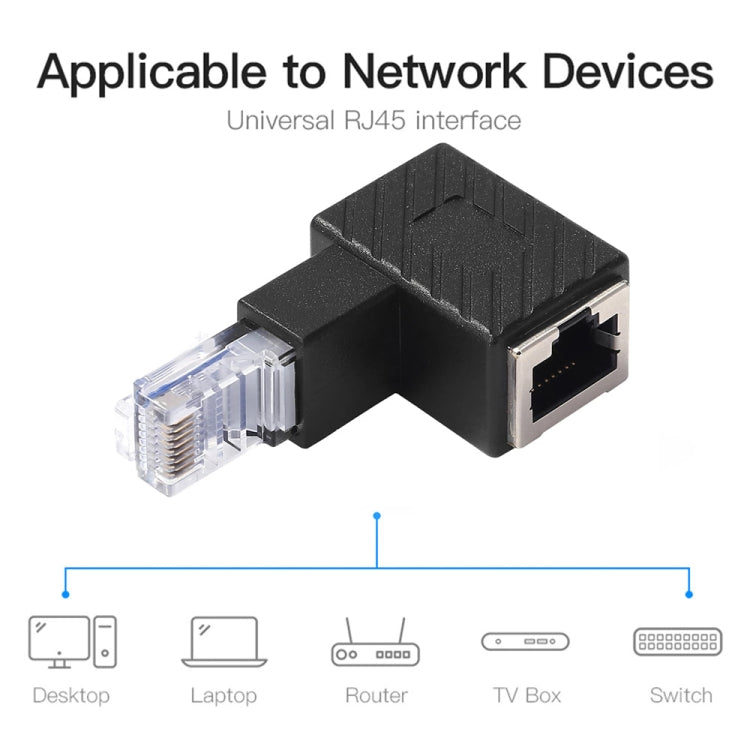 RJ45 Male to Female Converter 90 Degrees Extension Adapter for Cat5 Cat6 LAN Ethernet Network Cable, 90 Degrees Up