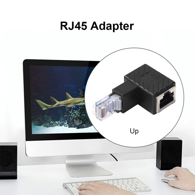 RJ45 Male to Female Converter 90 Degrees Extension Adapter for Cat5 Cat6 LAN Ethernet Network Cable, 90 Degrees Up