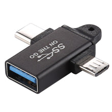 Load image into Gallery viewer, USB 3.0 Female to Type-C / USB-C Male + Micro Male Aluminium Alloy Adapter, USB 3.0 Female to Type-C Male + Micro Male