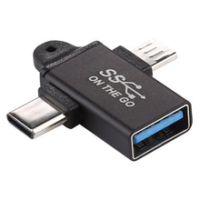 Load image into Gallery viewer, USB 3.0 Female to Type-C / USB-C Male + Micro Male Aluminium Alloy Adapter, USB 3.0 Female to Type-C Male + Micro Male