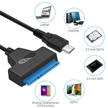 Load image into Gallery viewer, USB-C / Type-C 3.1 Male to SATA (15 Pin + 7 Pin) HDD Data Converter Cable, Length: 20cm, Type-C to SATA