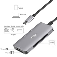 Load image into Gallery viewer, Onten 91882 5 In 1 USB3.0 x3 + SD + TF + CF Type-C / USB-C OTG Multi-function Card Reader