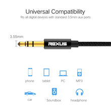 Load image into Gallery viewer, REXLIS 3629 3.5mm Male to Male Car Stereo Gold-plated Jack AUX Audio Cable for 3.5mm AUX Standard Digital Devices, Length: 1.8m, Length: 1.8m