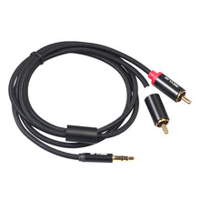 Load image into Gallery viewer, REXLIS 3635 3.5mm Male to Dual RCA Gold-plated Plug Black Cotton Braided Audio Cable for RCA Input Interface Active Speaker, Length: 1.8m, Length: 1.8m