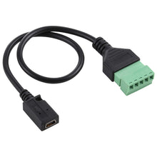 Load image into Gallery viewer, Mini 5 Pin Female to 5 Pin Pluggable Terminals Solder-free USB Connector Solderless Connection Adapter Cable, Length: 30cm, Mini 5 Pin Female