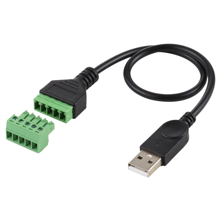 USB Male to 5 Pin Pluggable Terminals Solder-free USB Connector Solderless Connection Adapter Cable, Length: 30cm, USB Male