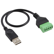 Load image into Gallery viewer, USB Male to 5 Pin Pluggable Terminals Solder-free USB Connector Solderless Connection Adapter Cable, Length: 30cm, USB Male
