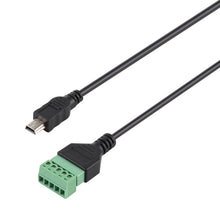 Load image into Gallery viewer, Mini 5 Pin Male to 5 Pin Pluggable Terminals Solder-free USB Connector Solderless Connection Adapter Cable, Length: 30cm, Mini 5 Pin Male
