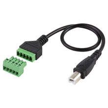 Load image into Gallery viewer, USB Type-B Male Plug to 5 Pin Pluggable Terminals Solder-free USB Connector Solderless Connection Adapter Cable, Length: 30cm, USB Type-B Male