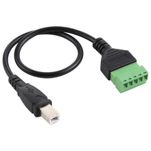 Load image into Gallery viewer, USB Type-B Male Plug to 5 Pin Pluggable Terminals Solder-free USB Connector Solderless Connection Adapter Cable, Length: 30cm, USB Type-B Male