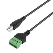 Load image into Gallery viewer, USB Type-B Male Plug to 5 Pin Pluggable Terminals Solder-free USB Connector Solderless Connection Adapter Cable, Length: 30cm, USB Type-B Male