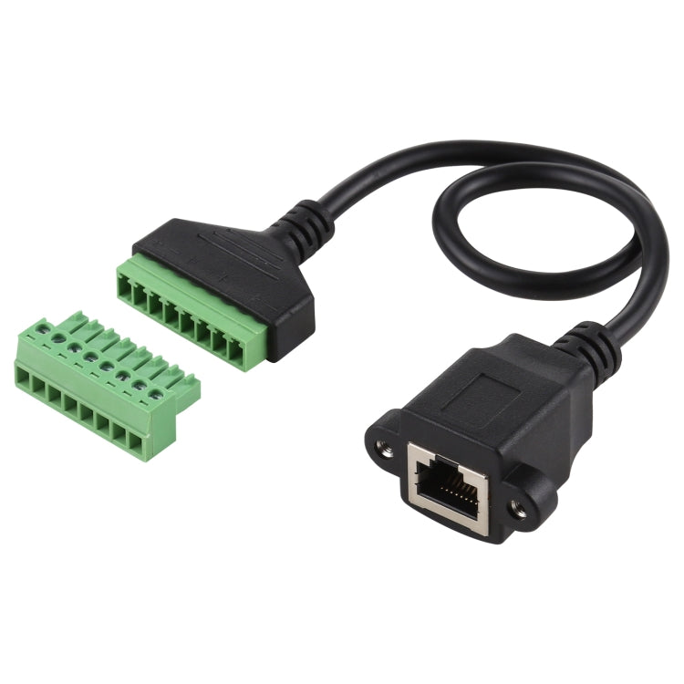 RJ45 Female Plug to 8 Pin Pluggable Terminals Solder-free USB Connector Solderless Connection Adapter Cable, Length: 30cm, RJ45 Female