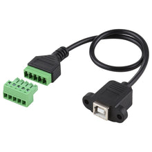 Load image into Gallery viewer, USB Type-B Female Plug to 5 Pin Pluggable Terminals Solder-free USB Connector Solderless Connection Adapter Cable, Length: 30cm, USB Type-B Female
