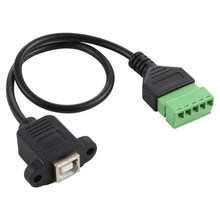 Load image into Gallery viewer, USB Type-B Female Plug to 5 Pin Pluggable Terminals Solder-free USB Connector Solderless Connection Adapter Cable, Length: 30cm, USB Type-B Female