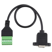 Load image into Gallery viewer, USB Type-B Female Plug to 5 Pin Pluggable Terminals Solder-free USB Connector Solderless Connection Adapter Cable, Length: 30cm, USB Type-B Female