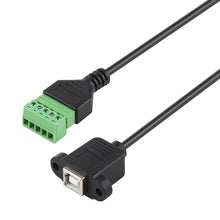 Load image into Gallery viewer, USB Type-B Female Plug to 5 Pin Pluggable Terminals Solder-free USB Connector Solderless Connection Adapter Cable, Length: 30cm, USB Type-B Female