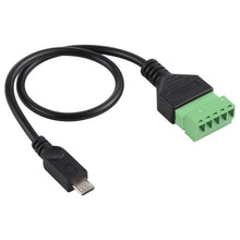 Load image into Gallery viewer, Micro USB Male to 5 Pin Pluggable Terminals Solder-free USB Connector Solderless Connection Adapter Cable, Length: 30cm, Micro USB Male