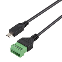 Load image into Gallery viewer, Micro USB Male to 5 Pin Pluggable Terminals Solder-free USB Connector Solderless Connection Adapter Cable, Length: 30cm, Micro USB Male
