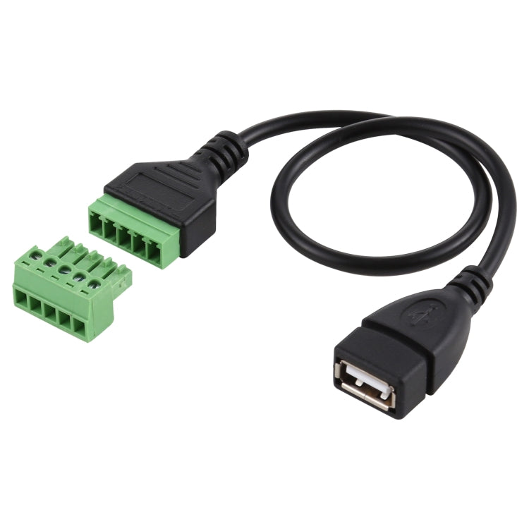 USB Female Plug to 5 Pin Pluggable Terminals Solder-free USB Connector Solderless Connection Adapter Cable, Length: 30cm, USB Female