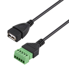 Load image into Gallery viewer, USB Female Plug to 5 Pin Pluggable Terminals Solder-free USB Connector Solderless Connection Adapter Cable, Length: 30cm, USB Female