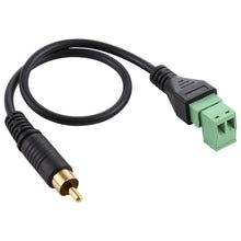 Load image into Gallery viewer, RCA Male Gold-plated to 2 Pin Pluggable Terminals Solder-free USB Connector Solderless Connection Adapter Cable, Length: 30cm, RCA Male