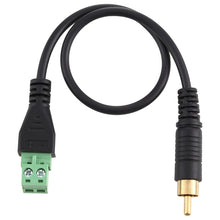 Load image into Gallery viewer, RCA Male Gold-plated to 2 Pin Pluggable Terminals Solder-free USB Connector Solderless Connection Adapter Cable, Length: 30cm, RCA Male